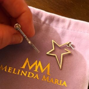 2" Caroline Pave Star Huggie Earrings Silver/Blue